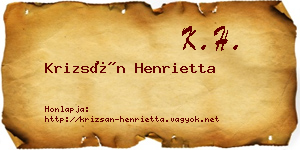 Krizsán Henrietta névjegykártya