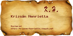Krizsán Henrietta névjegykártya