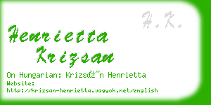 henrietta krizsan business card